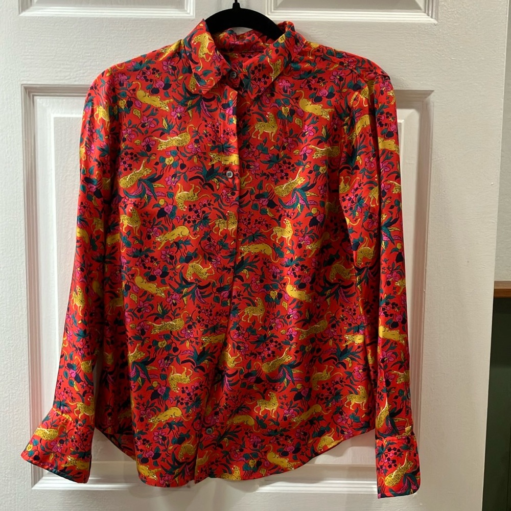 J Crew Collection Silk Jaguar Shirt